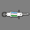 4mm Clip & Key Ring W/ Full Color Flag of Uzbekistan Key Tag